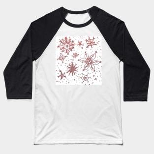 Rough Red Snowflakes Baseball T-Shirt
